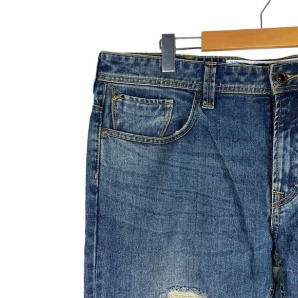 PARASUCO Men's Blue Mike Fit Destroyed Medium Rise Classic Slim Jeans 38 x 34 - Picture 3 of 14